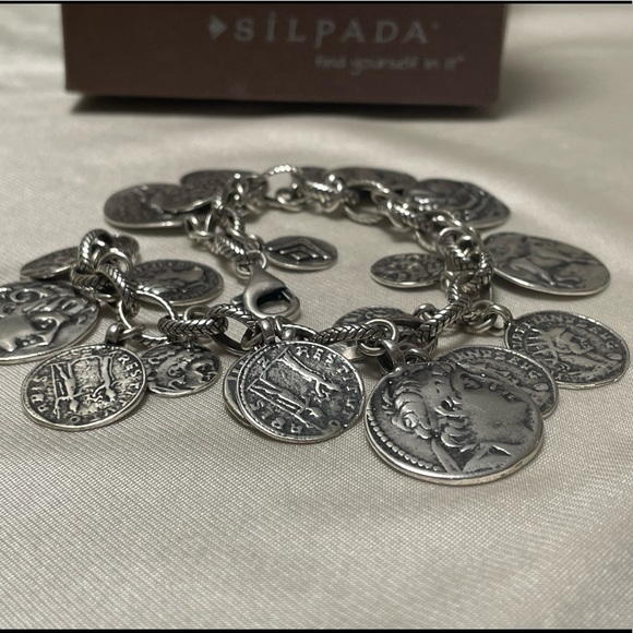 Silpada Iconic Roman Coin Cha-Cha Charm Sterling Silver Bracelet B1624 - Picture 14 of 17